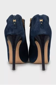 Blue suede ankle boots
