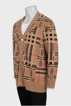 Men's Checkered Cashmere Cardigan