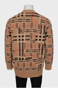 Men's Checkered Cashmere Cardigan