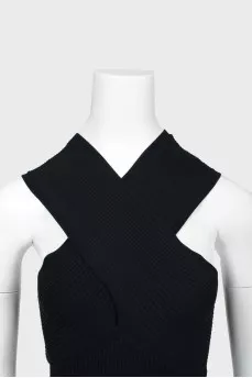 Ribbed knitted black dress