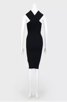 Ribbed knitted black dress