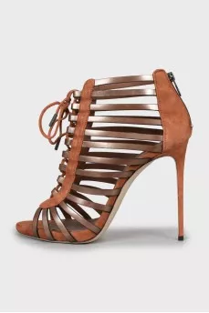Brown leather and suede sandals