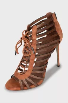 Brown leather and suede sandals