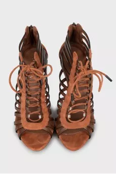 Brown leather and suede sandals