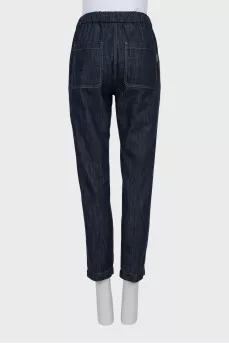 Dark blue jeans with elastic waistband