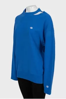 Blue sweatshirt with a torn effect