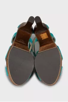 Blue patent leather sandals