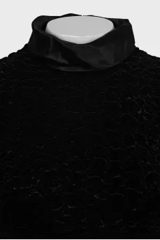 Velour blouse with a high neck