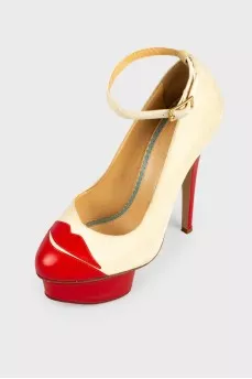 Beige suede stiletto heels