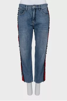 Tapered jeans with stripes