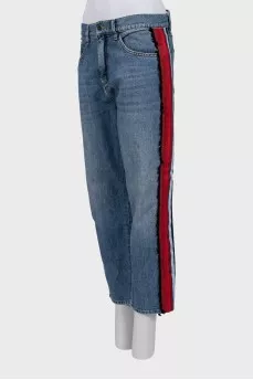 Tapered jeans with stripes