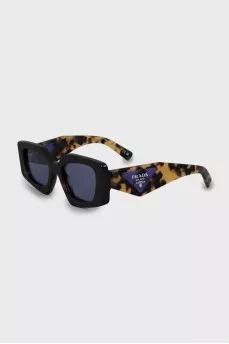 Rectangular sunglasses with printed temples