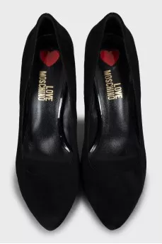 Suede shoes with metallic decor