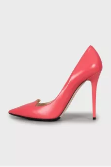Pink leather stiletto heels