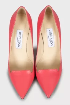 Pink leather stiletto heels