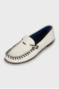 Men's white suede loafers