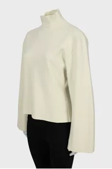Cashmere sweater with voluminous sleeves
