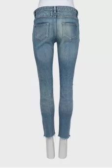 Blue jeans with raw hem