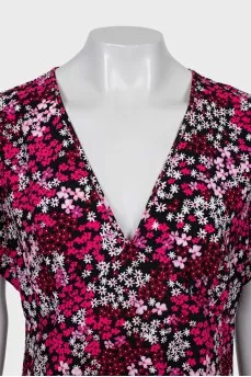 Floral Print V-Neck Dress