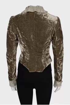 Cropped velour jacket with tag