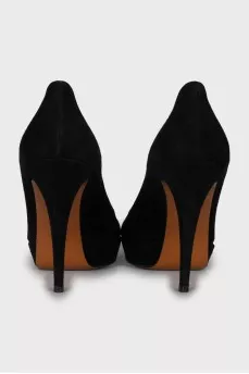 Black suede wedge heel shoes