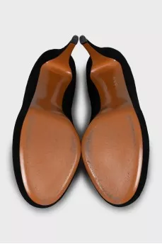 Black suede wedge heel shoes