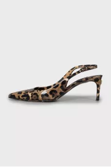 Animal print leather slingbacks