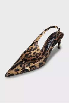 Animal print leather slingbacks