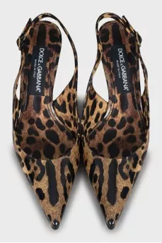 Animal print leather slingbacks