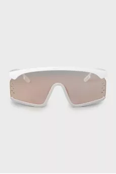 White glasses mask with logo