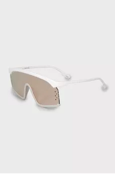 White glasses mask with logo