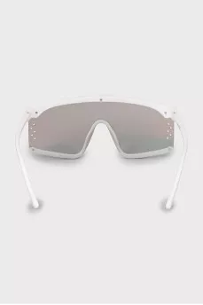 White glasses mask with logo