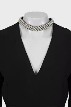 Dress with V-neck and decoration