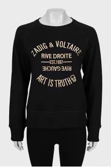 Sweatshirt with text print and tag