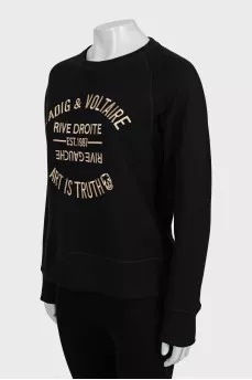 Sweatshirt with text print and tag