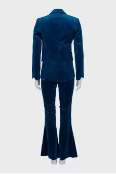 Velour suit with flared trousers and tag