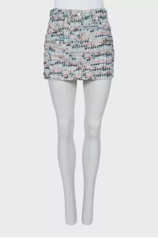 Velvet mini skirt with print