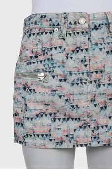 Velvet mini skirt with print