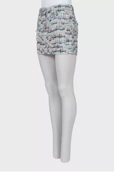 Velvet mini skirt with print