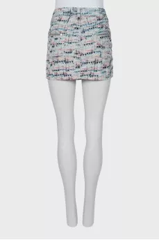 Velvet mini skirt with print