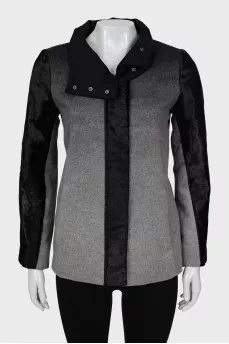 Gradient jacket with leather inserts