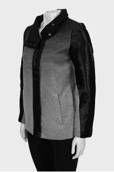 Gradient jacket with leather inserts