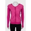 Pink cardigan with silk inserts