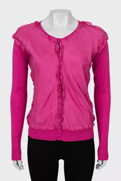 Pink cardigan with silk inserts