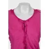 Pink cardigan with silk inserts