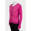 Pink cardigan with silk inserts