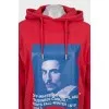 Red oversized hoodie with print