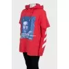 Red oversized hoodie with print