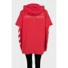 Red oversized hoodie with print
