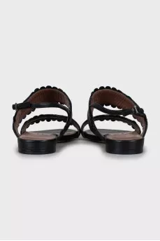 Leather sandals with perforated pattern